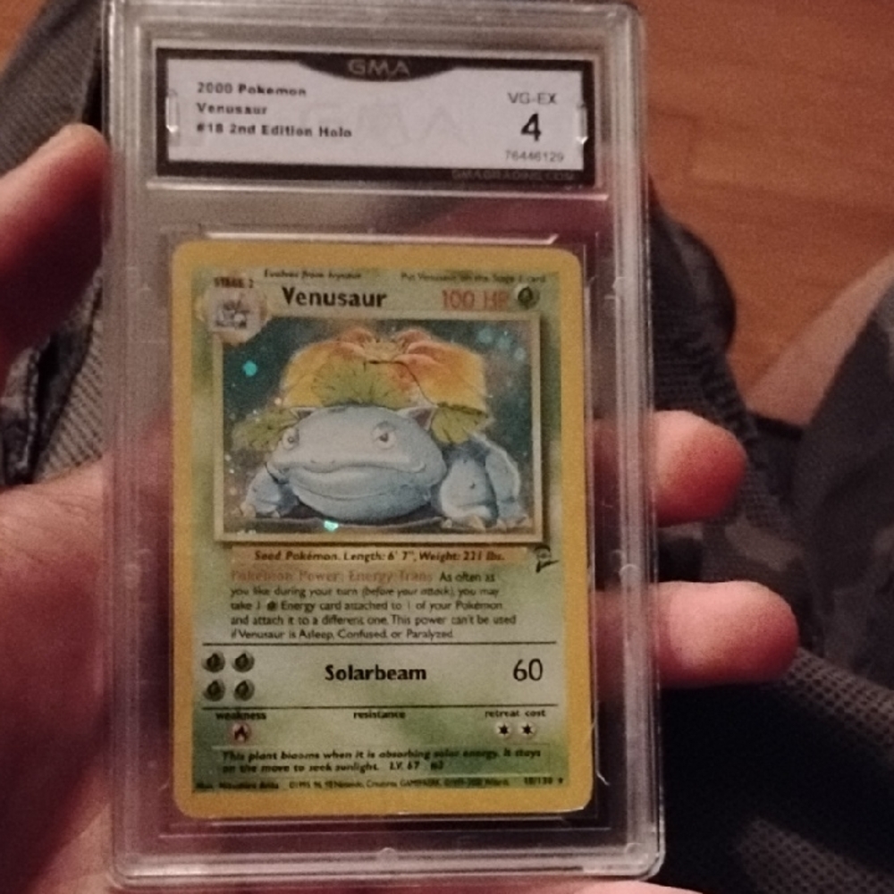Pokemon Venusaur 2nd Edition Holo Card - Green and Yellow GMA Graded Four